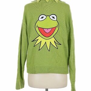 Hot Topic Disney Womens  Green Kermit Frog Muppets Cardigan Sweater Size M